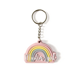 Roze regenboog sleutelhanger met muslim girl tekst, perfect voor muslim girl sleutelhanger